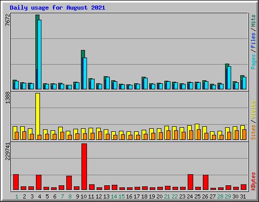 Daily usage for August 2021